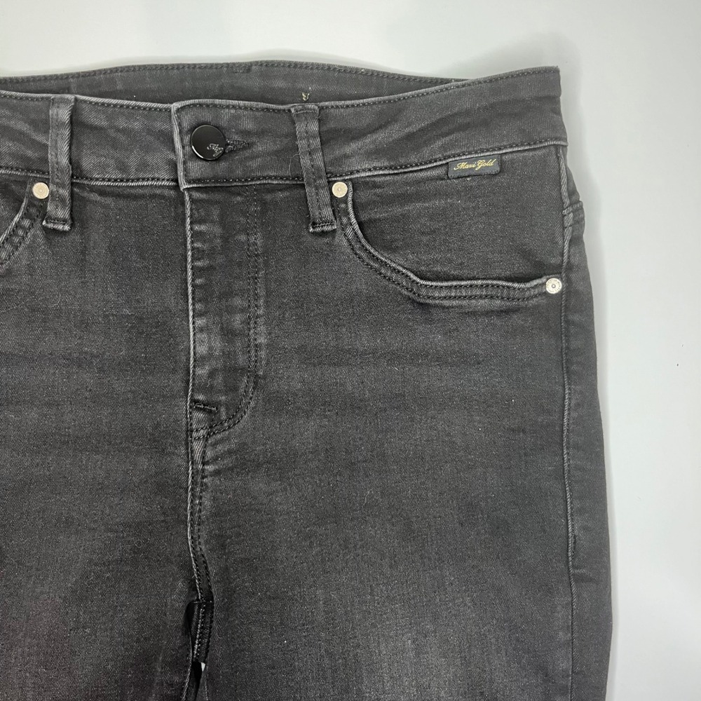 Mavi Gold Alissa High Rise Skinny Jeans Black Frayed Step Hem Size 28